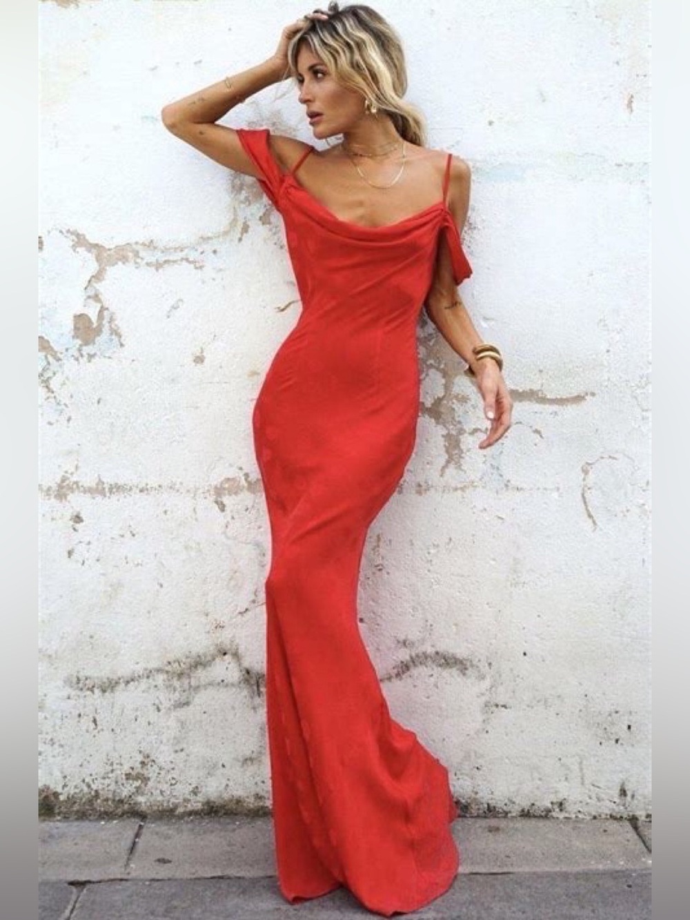 Rat & Boa Florentina Red Dress XS Maxi Long Satin Sexy Classy Rare